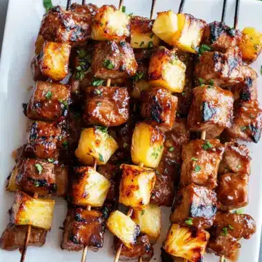 Pineapple BBQ Pork Skewers