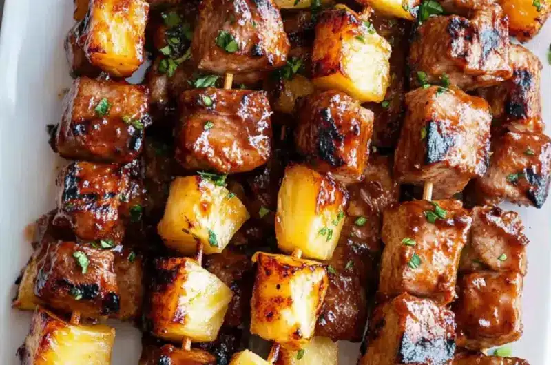 Pineapple BBQ Pork Skewers
