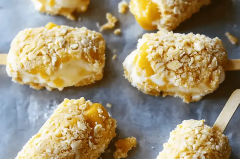 Cookie Coated Mango Lassi Frozen Yogurt Bars