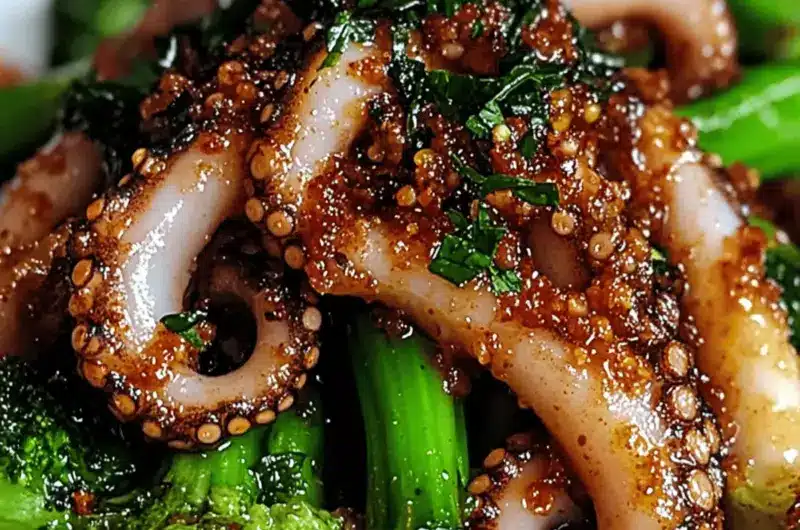 Citrus-Spiced Baby Octopus with Crunchy Broccolini