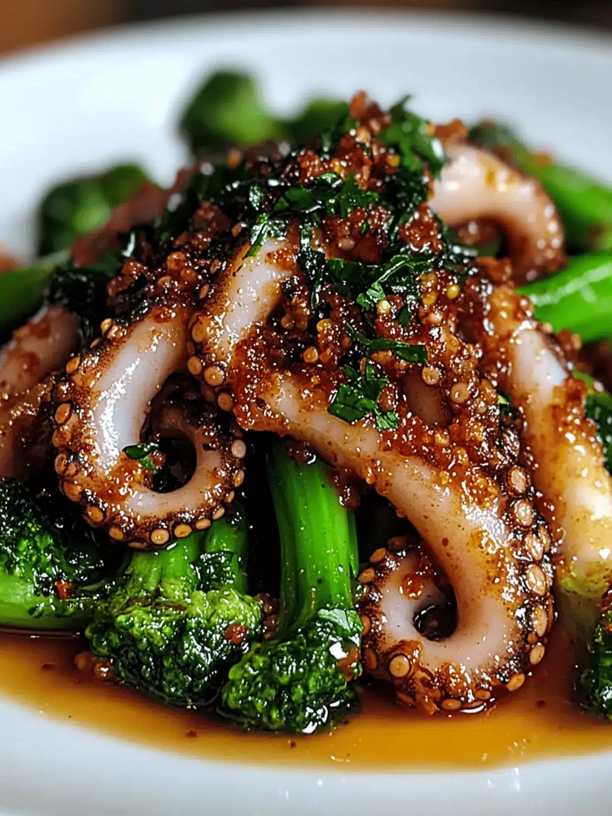 Citrus-Spiced Baby Octopus with Crunchy Broccolini