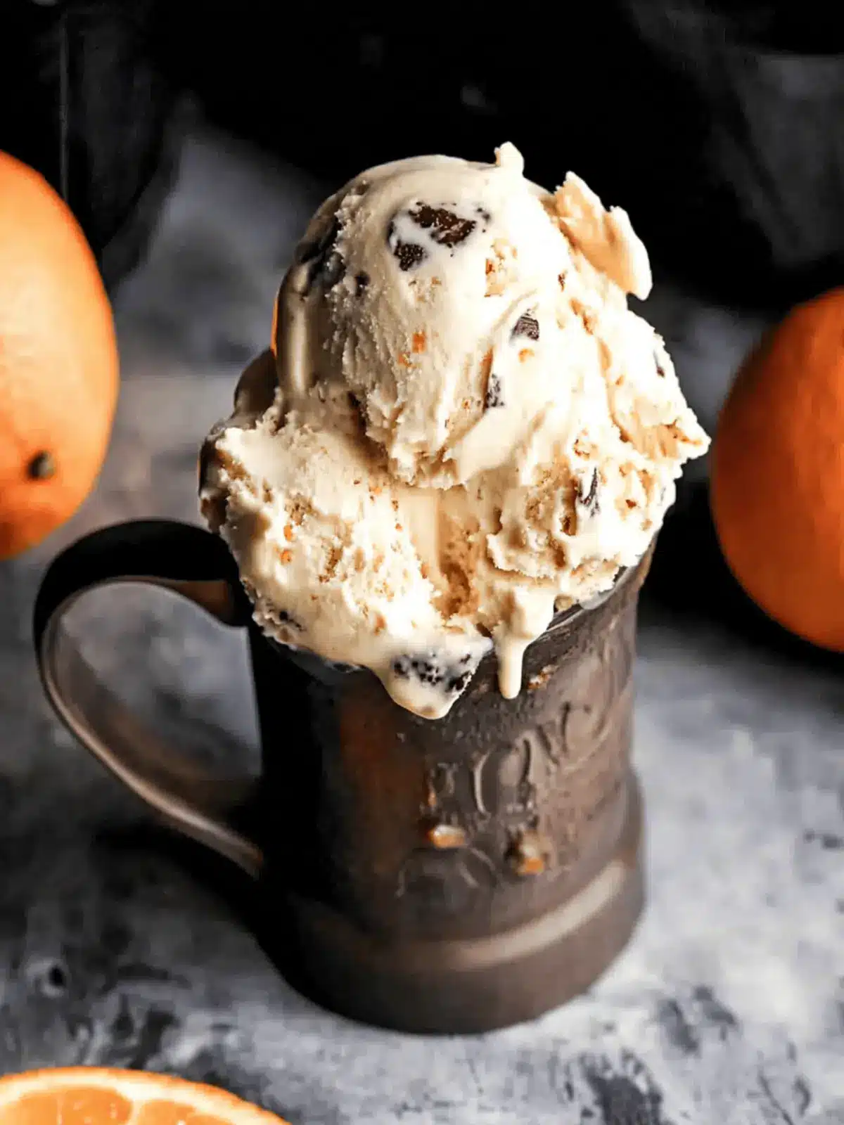 Ricotta Ice Cream with Chocolate and Orange