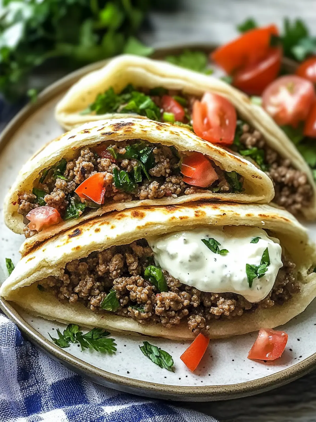Mediterranean Ground Beef Pita Pockets