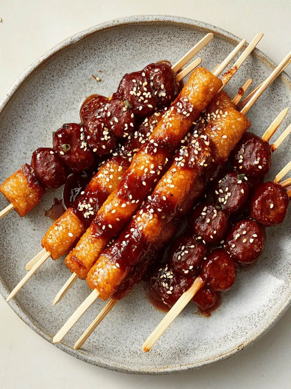 Skewered Korean Rice Cakes with Sausages: A Flavorful Twist 4 Skewered Korean Rice Cakes with Sausages