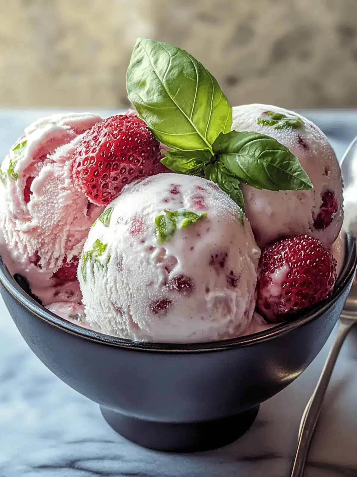 Roasted Strawberries & Lime Basil Ice Cream