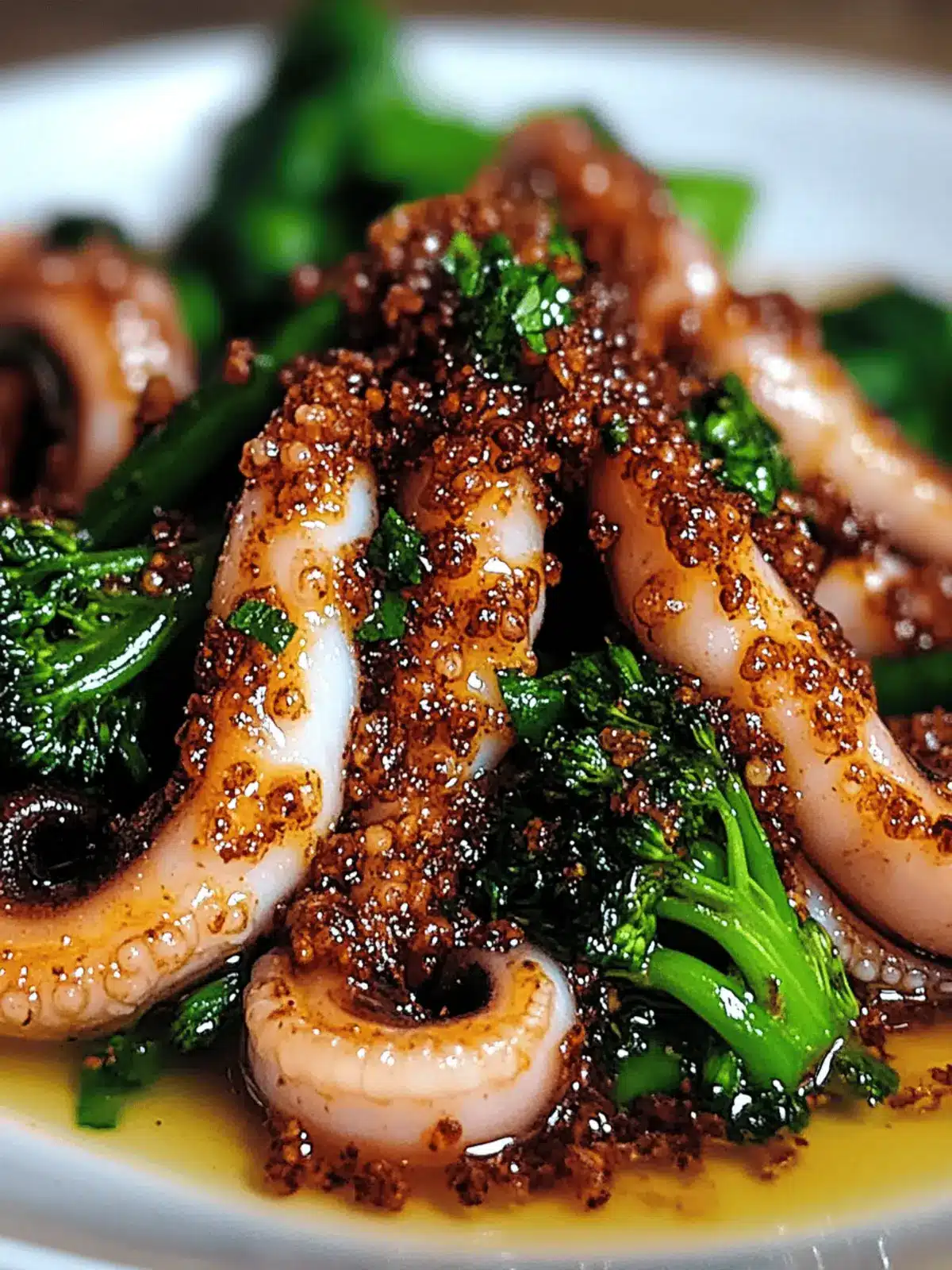 Citrus-Spiced Baby Octopus with Crunchy Broccolini