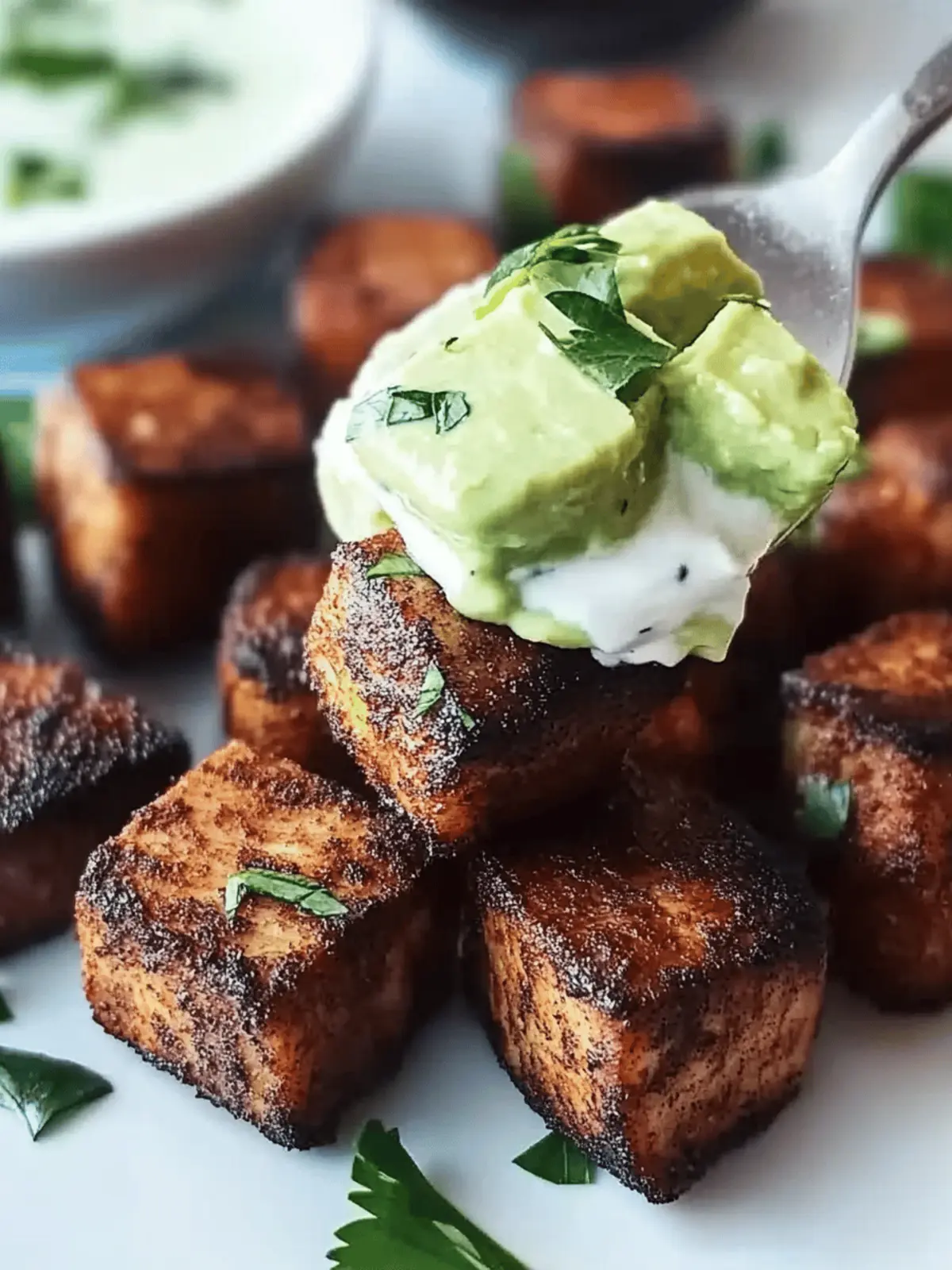 Savor Blackened Tuna Bites with Avocado Cream in Minutes 5 Blackened Tuna Bites with Avocado Cream