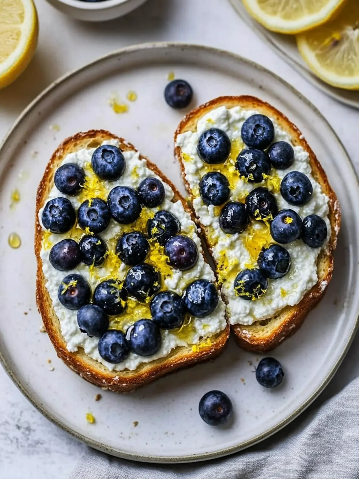 Lemon Blueberry Ricotta Toast With Honey