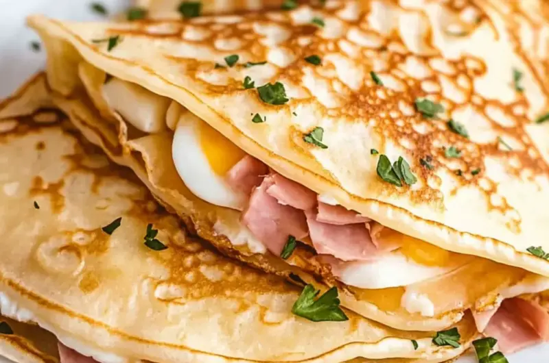 Egg, Ham, and Cheese Crepes