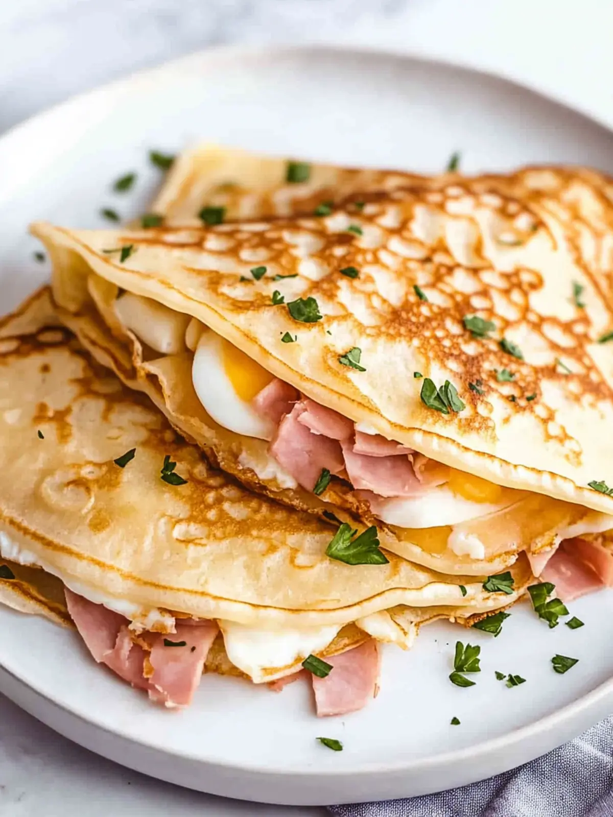 Egg, Ham, and Cheese Crepes