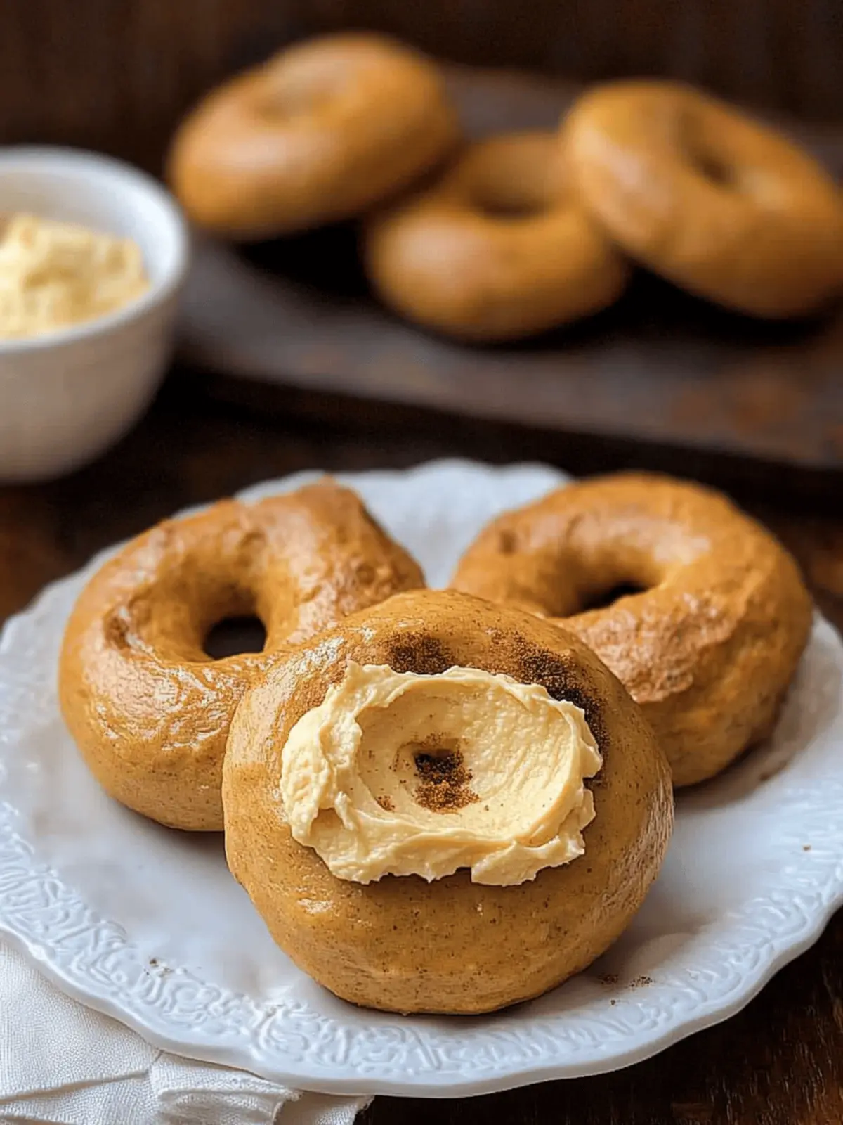 Pumpkin Sourdough Bagels with Pumpkin Spice Cream Cheese
