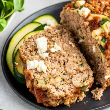Turkey Zucchini Meatloaf with Feta
