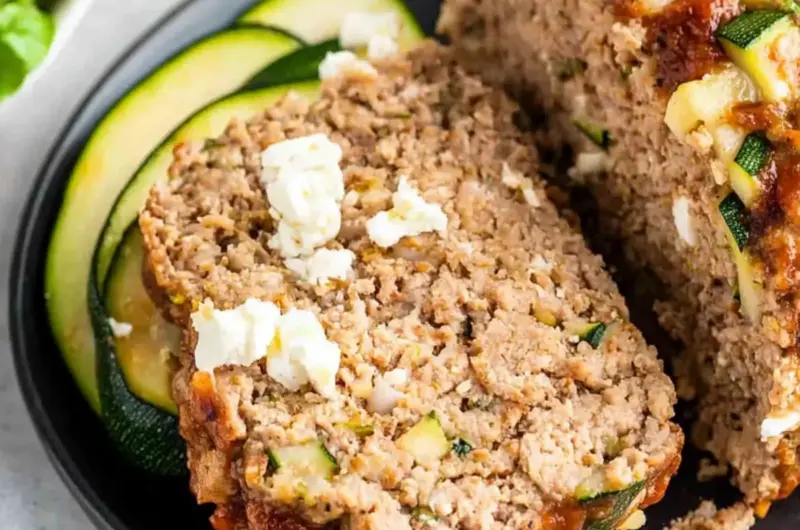 Turkey Zucchini Meatloaf with Feta