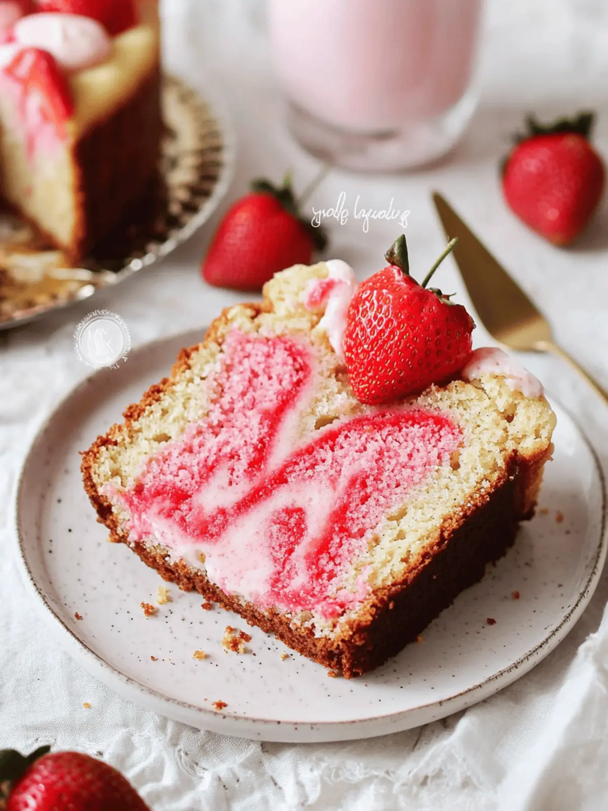 Vegan Strawberry Marble Loaf Cake