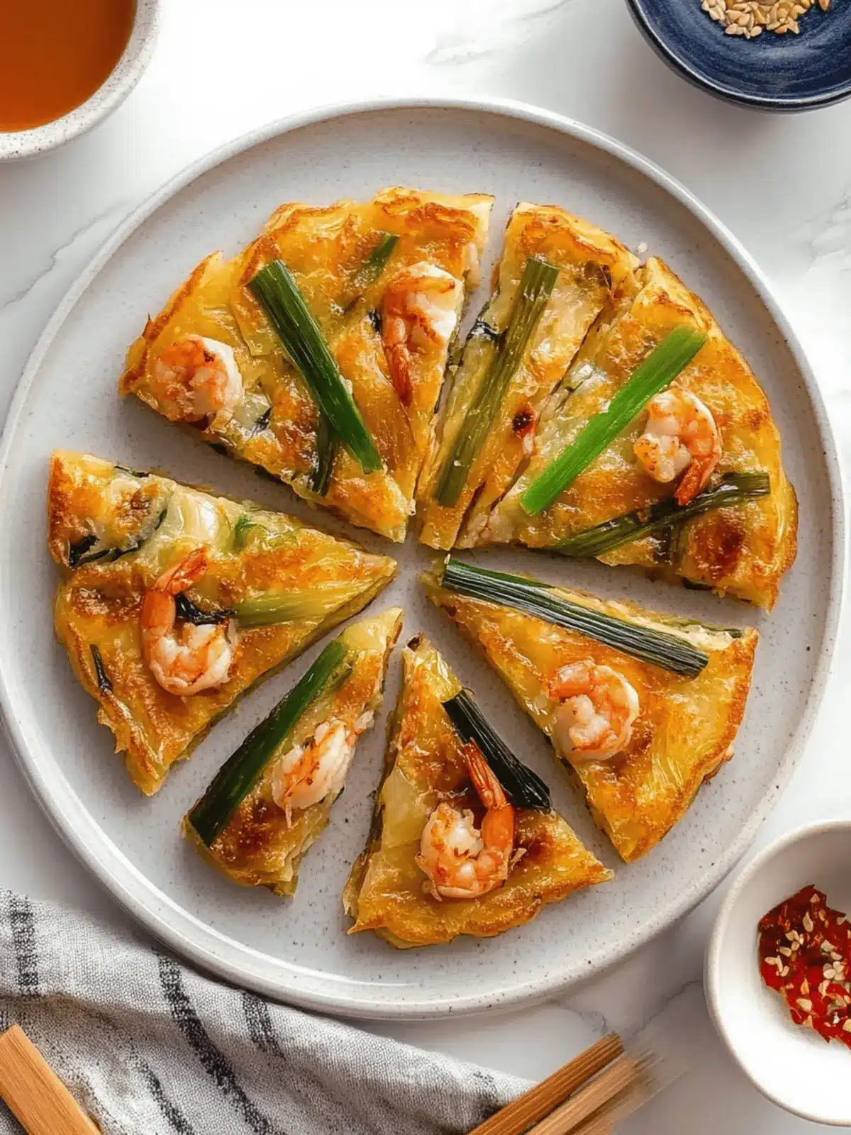 Korean Shrimp Leek Pancake