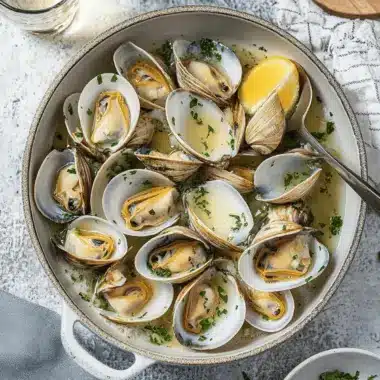 Steamed Clams with White Wine, Garlic and Butter