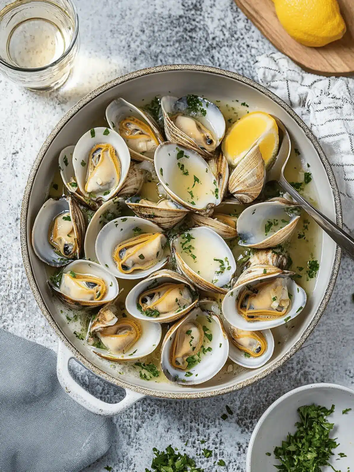 Steamed Clams with White Wine, Garlic and Butter