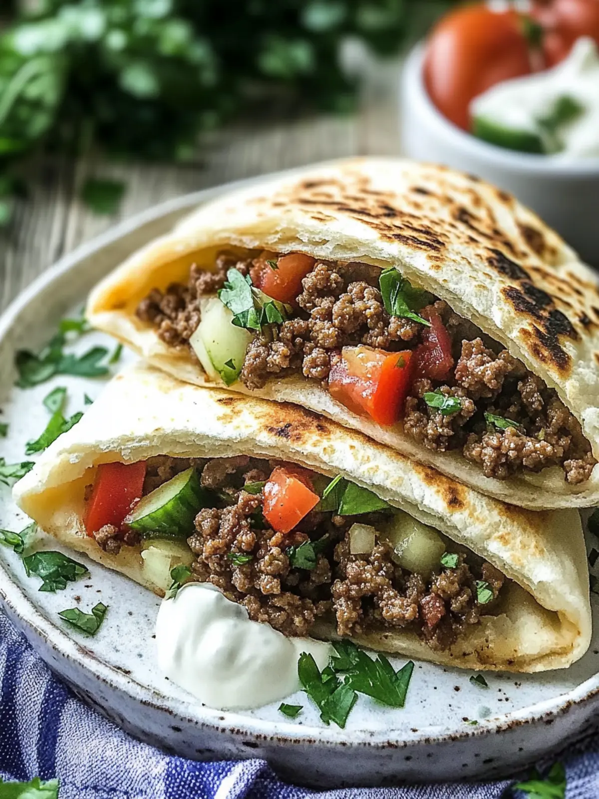 Mediterranean Ground Beef Pita Pockets