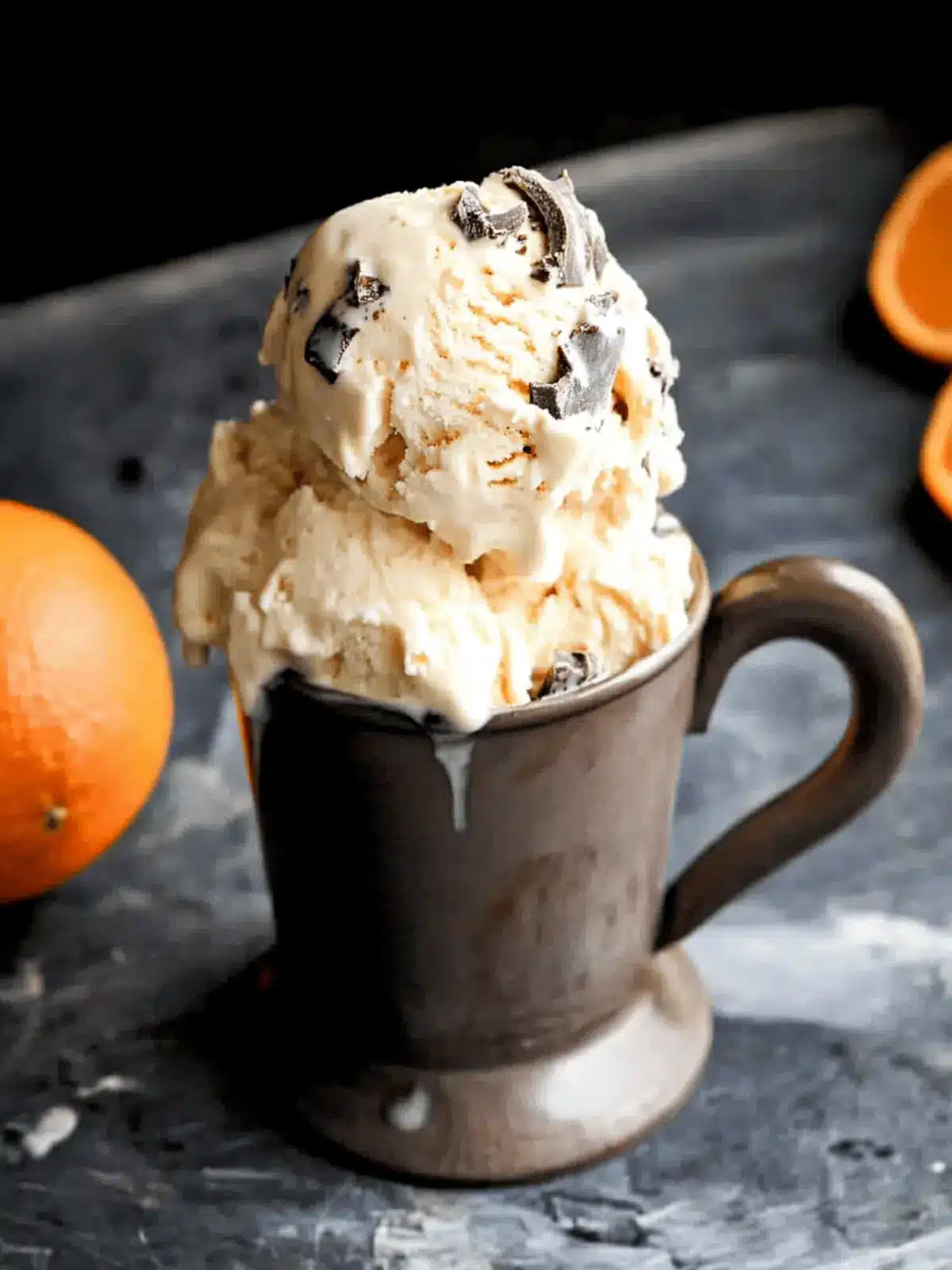 Ricotta Ice Cream with Chocolate and Orange