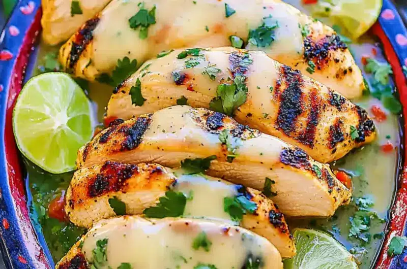 Grilled Salsa Verde Pepper Jack Chicken