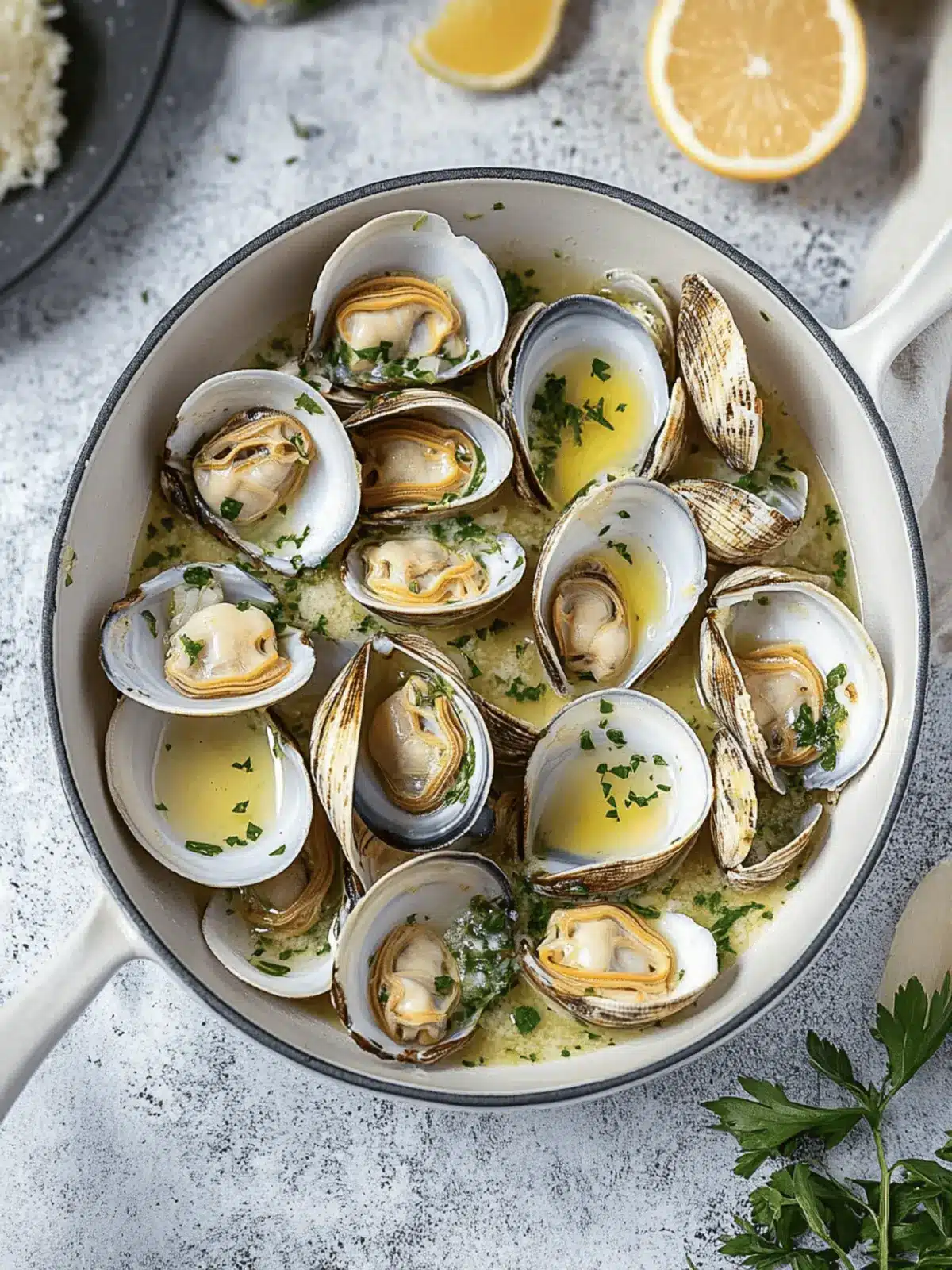 Steamed Clams with White Wine, Garlic and Butter