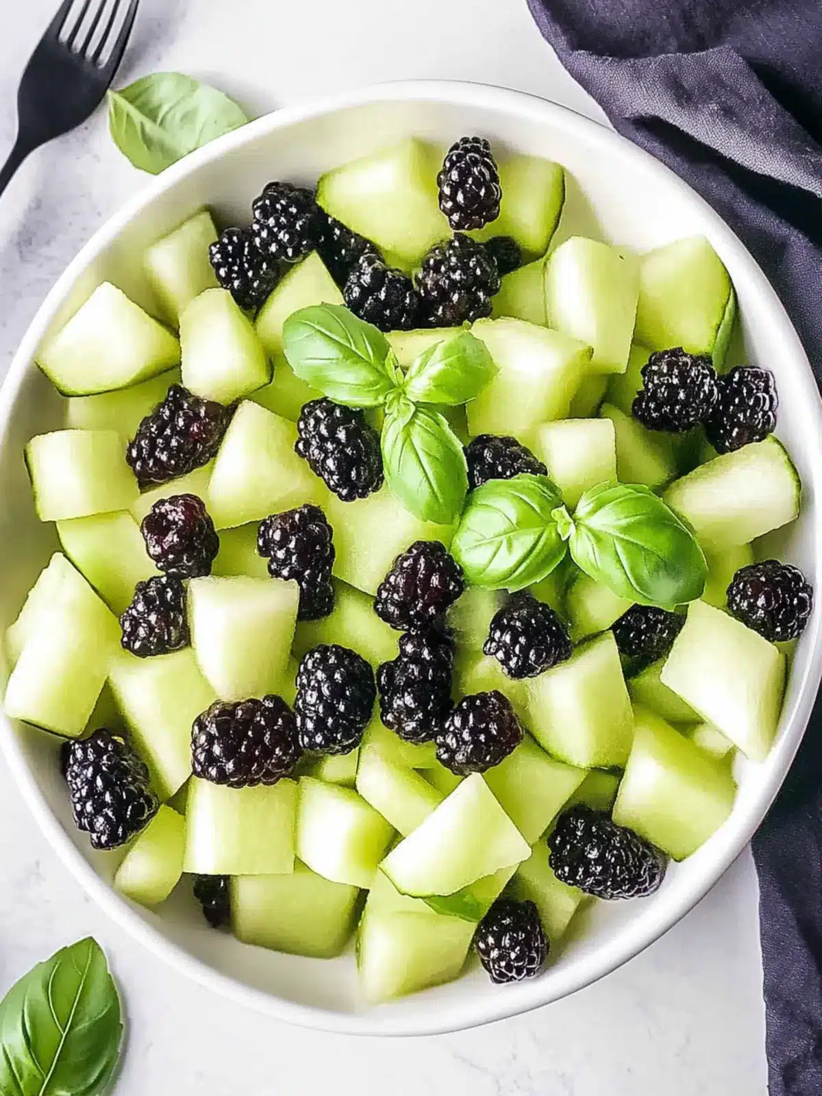 Blackberry Honeydew Salad with Basil