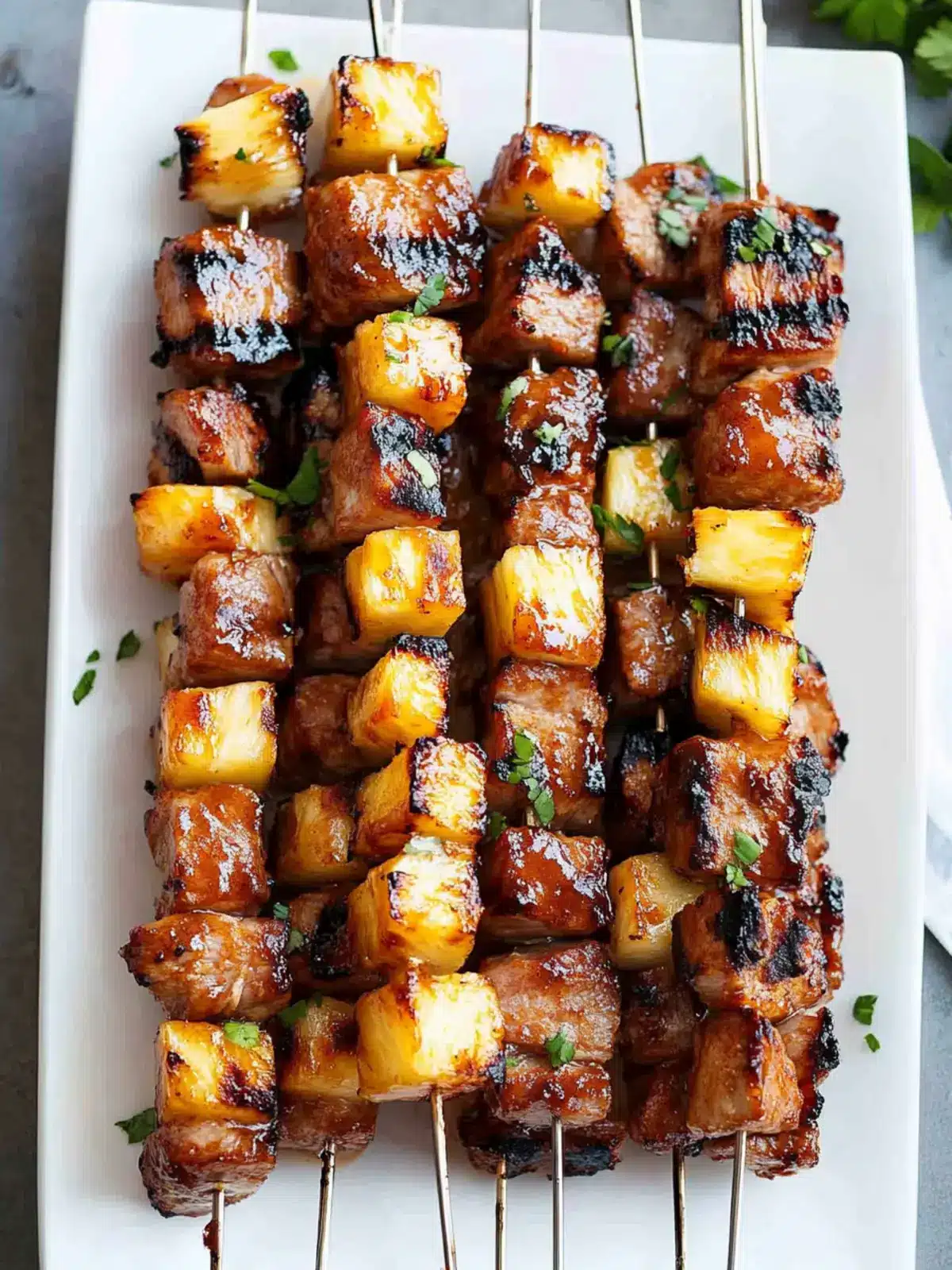 Pineapple BBQ Pork Skewers