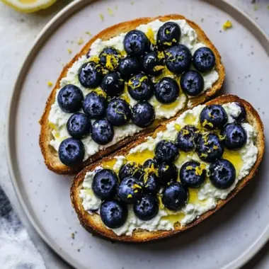 Lemon Blueberry Ricotta Toast With Honey