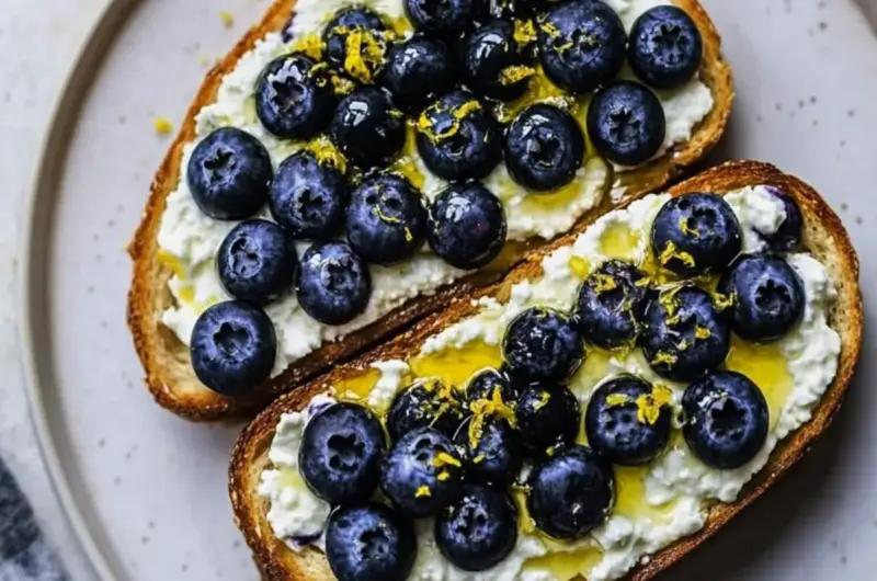 Lemon Blueberry Ricotta Toast With Honey