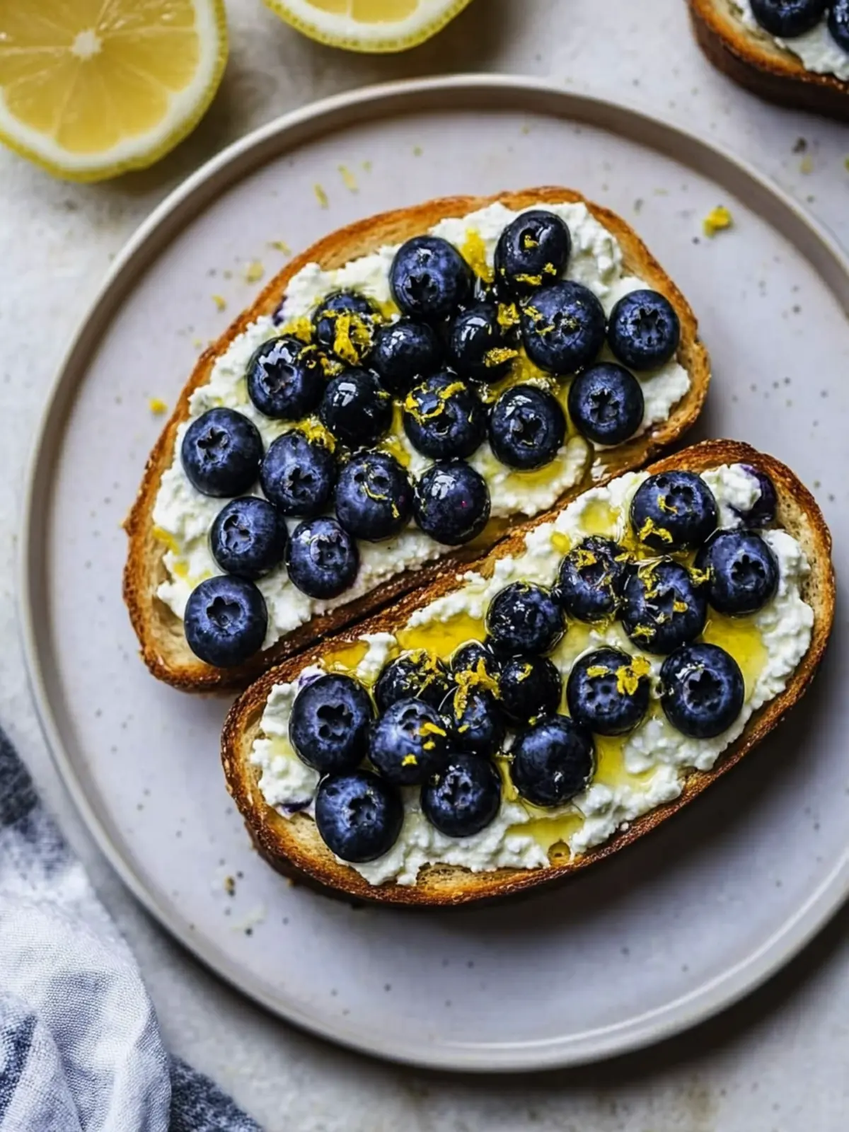Lemon Blueberry Ricotta Toast With Honey