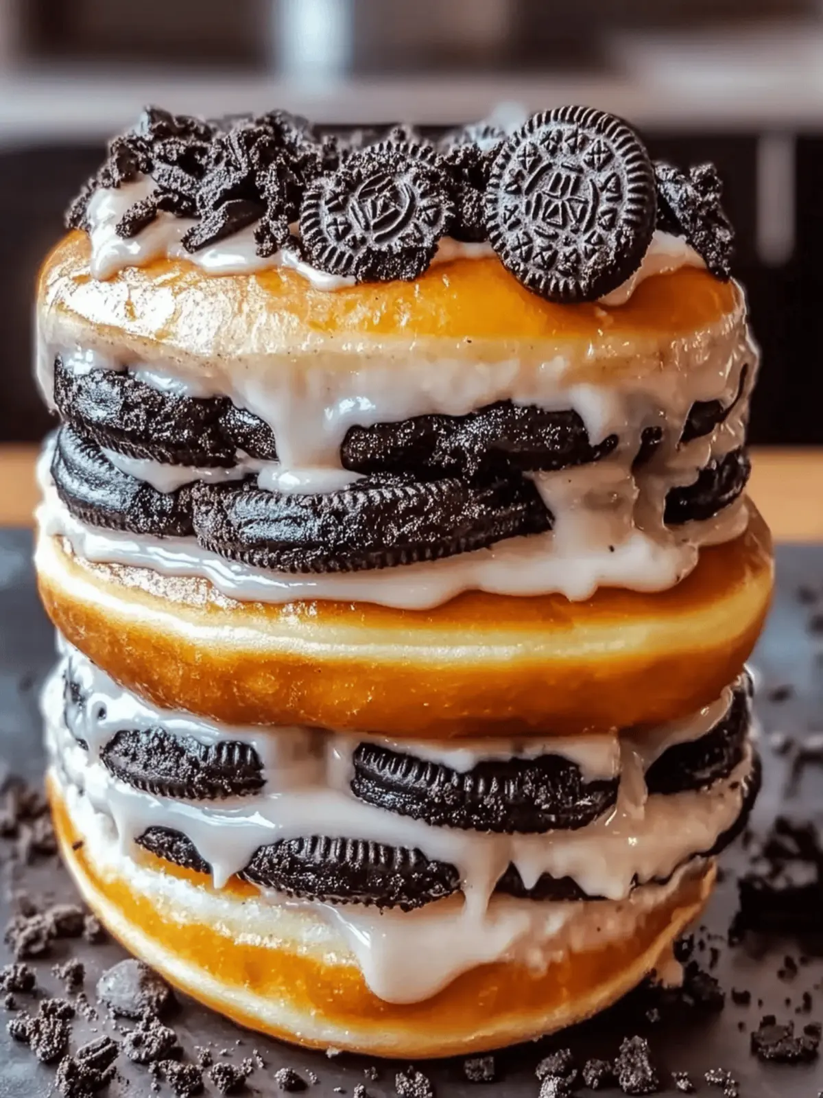Oreo Cheesecake Stuffed Donut Burger