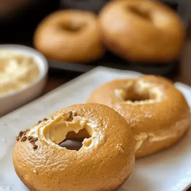 Pumpkin Sourdough Bagels with Pumpkin Spice Cream Cheese
