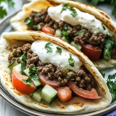 Mediterranean Ground Beef Pita Pockets