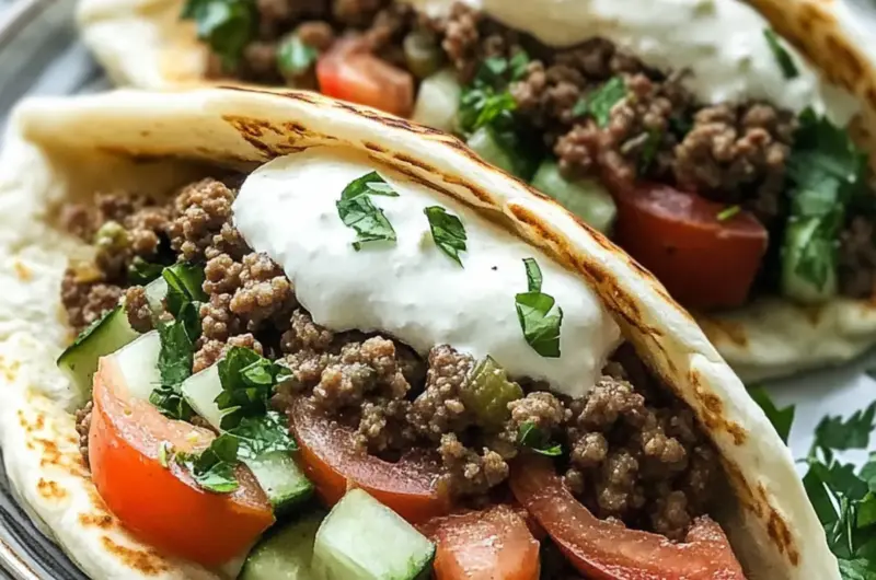 Mediterranean Ground Beef Pita Pockets