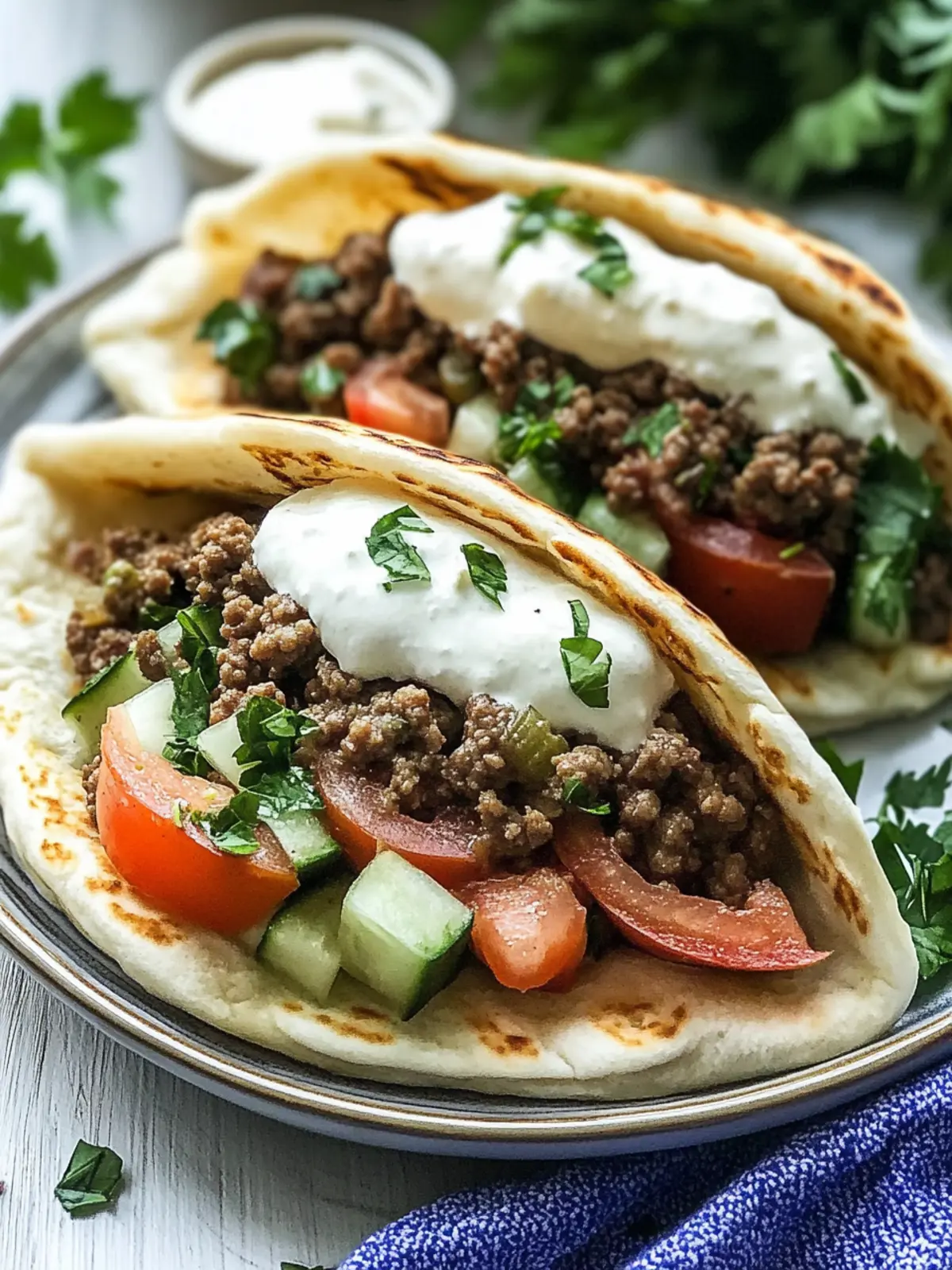 Mediterranean Ground Beef Pita Pockets