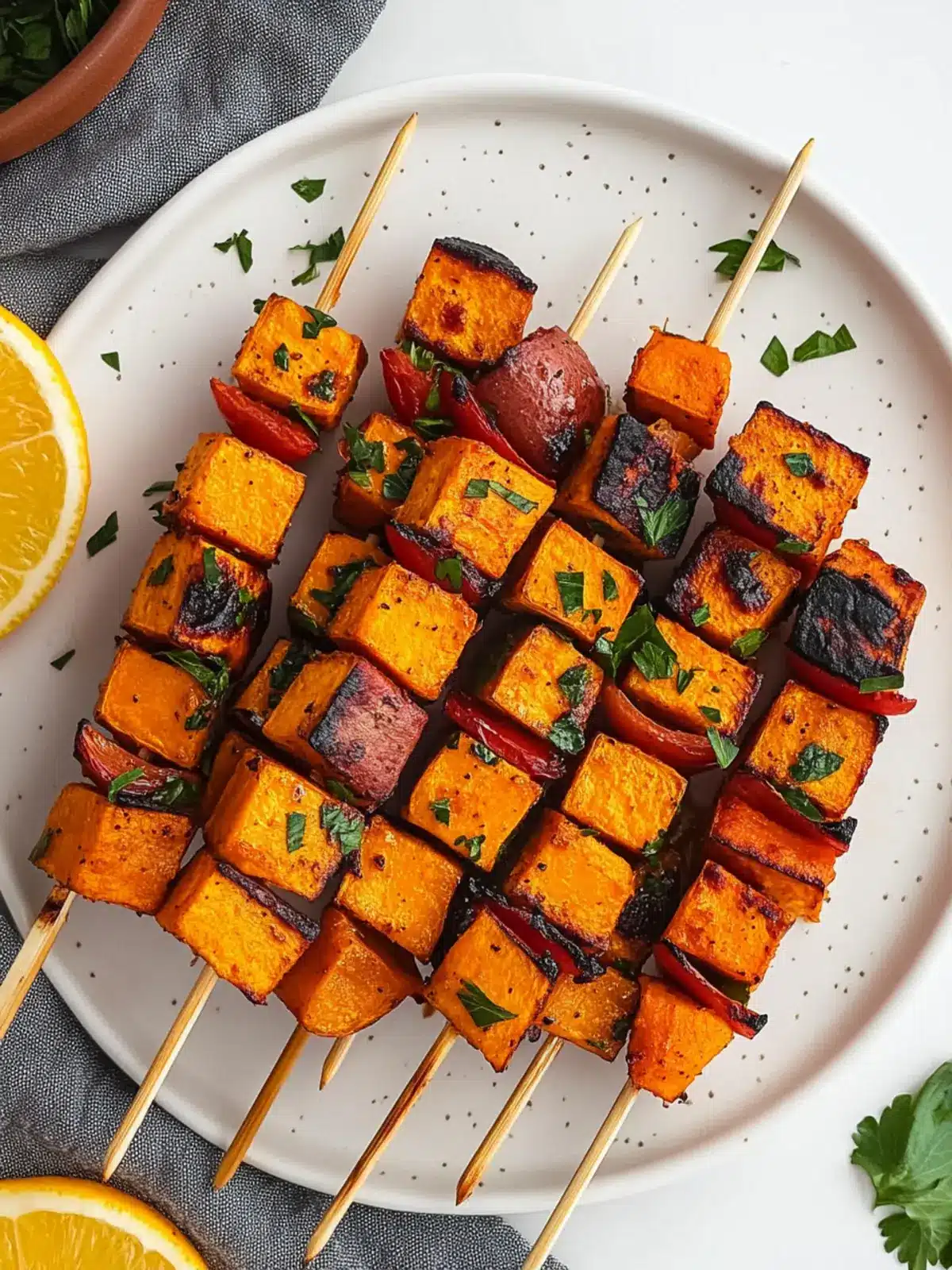 Zesty Roasted Sweet Potato Cube Skewers for Your Next Party! 2 Roasted Sweet Potato Cube Skewers