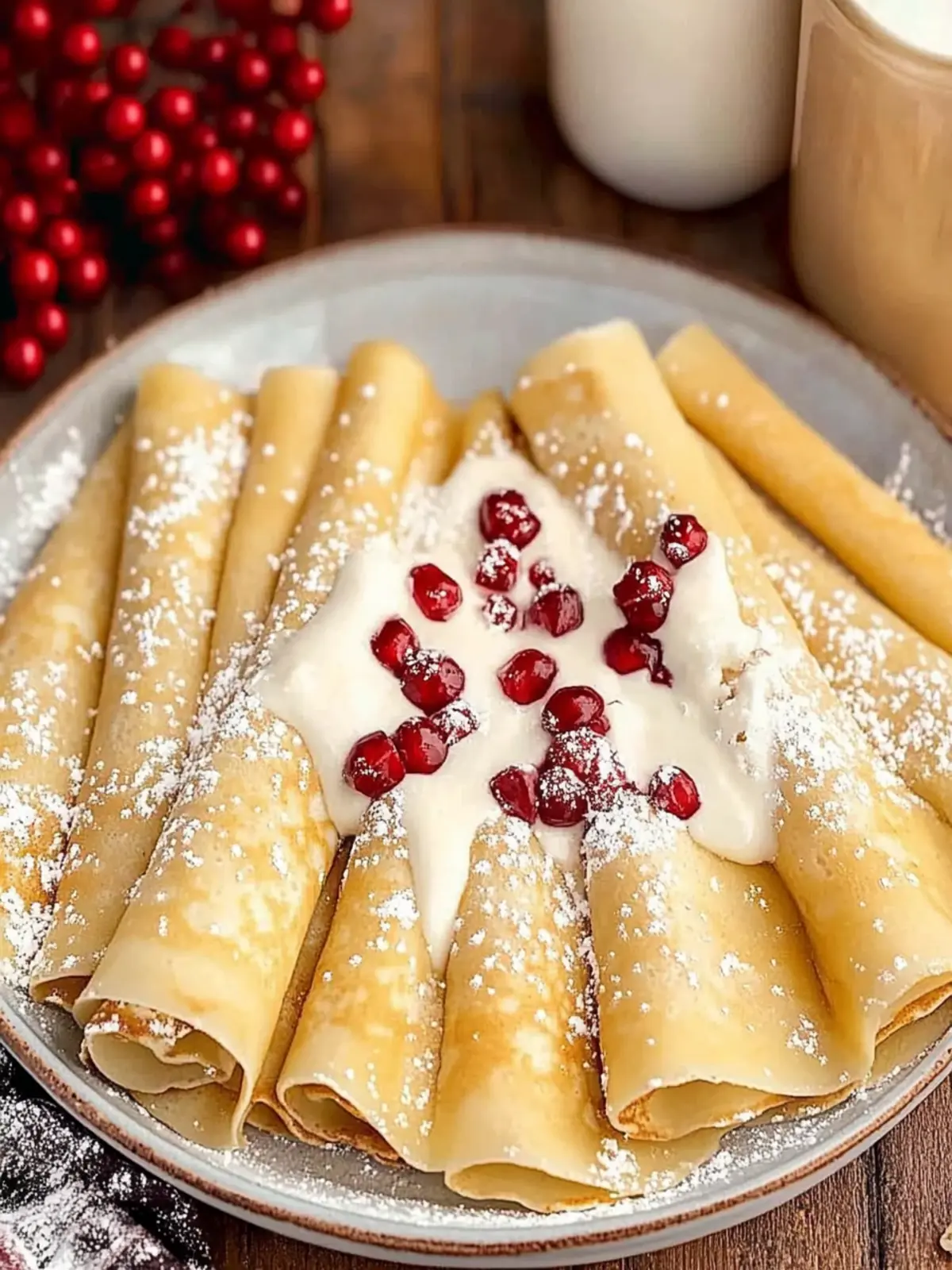Delicious Eggnog Crepes with Festive Pomegranate Topping 3 Eggnog Crepes