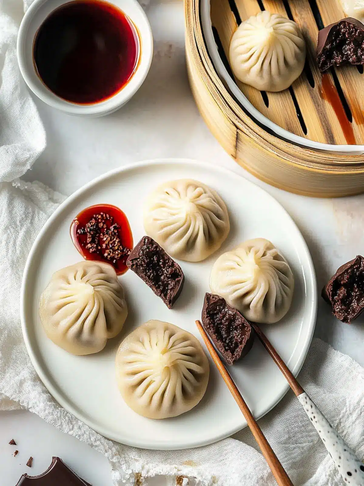 Decadent Chocolate Dumplings with Sweet Strawberry Sauce 5 Chocolate Dumplings