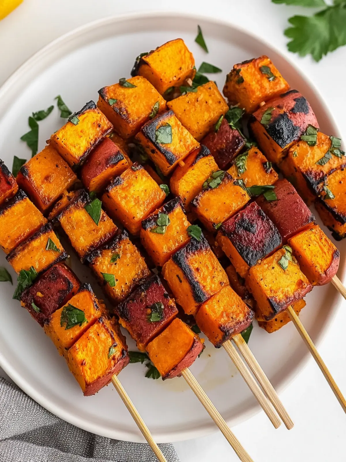 Zesty Roasted Sweet Potato Cube Skewers for Your Next Party! 4 Roasted Sweet Potato Cube Skewers