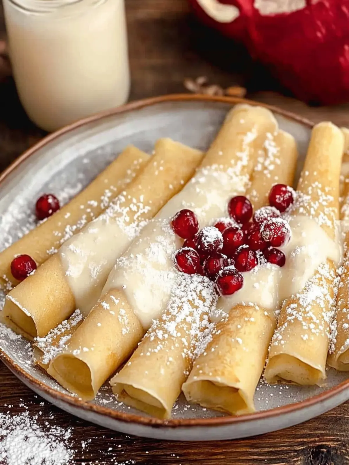 Delicious Eggnog Crepes with Festive Pomegranate Topping 5 Eggnog Crepes