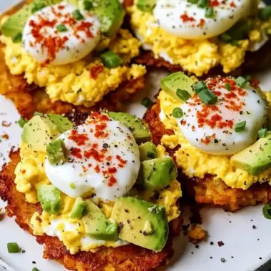 Loaded Hash Browns with Scrambled Eggs and Avocado Bliss 9 Loaded Hash Browns with Scrambled Eggs, Avocado, and Cottage Cheese