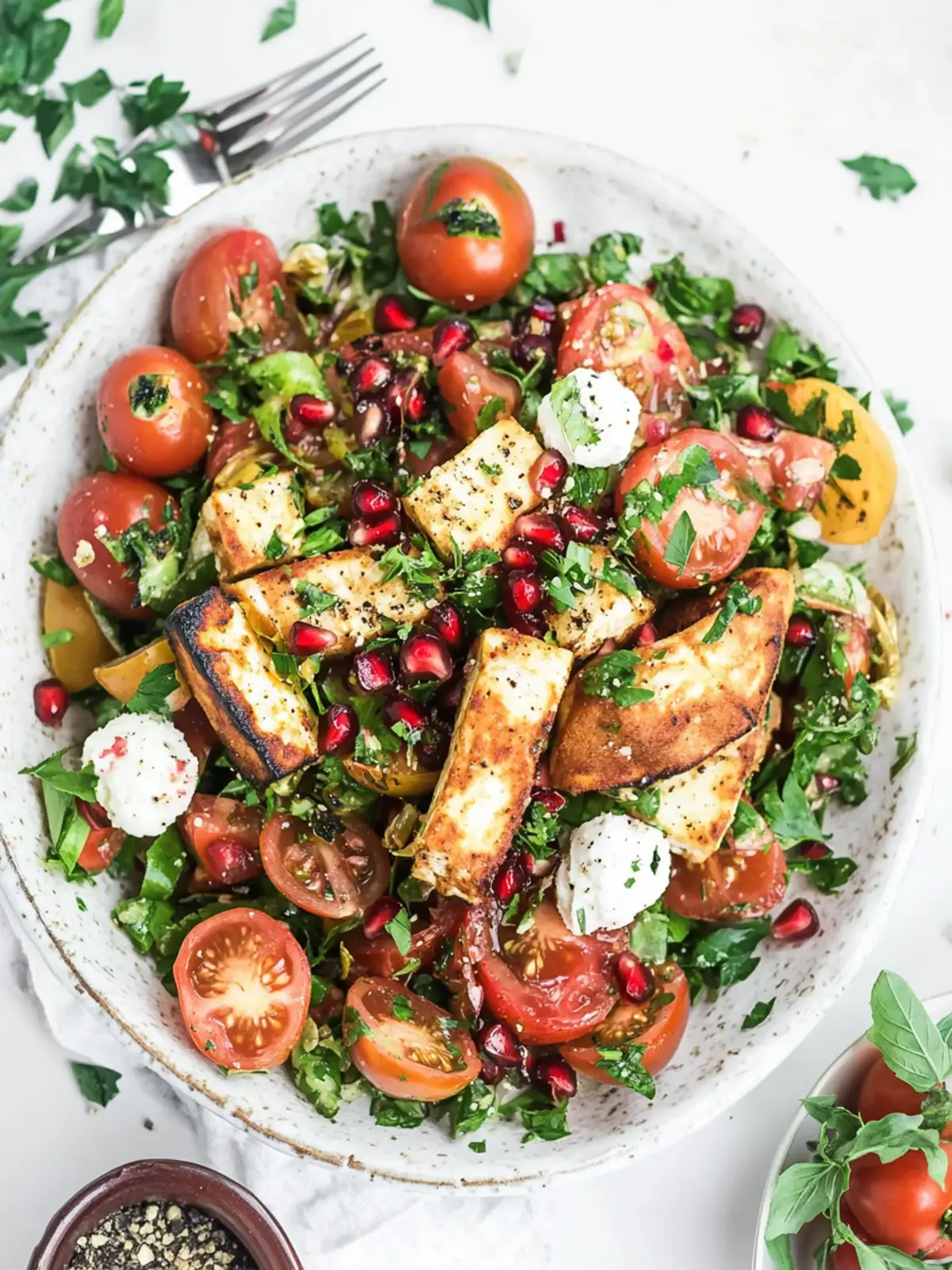 Flavor-Packed Paneer, Tomato & Pomegranate Salad Delight 4 Paneer, Tomato & Pomegranate Salad