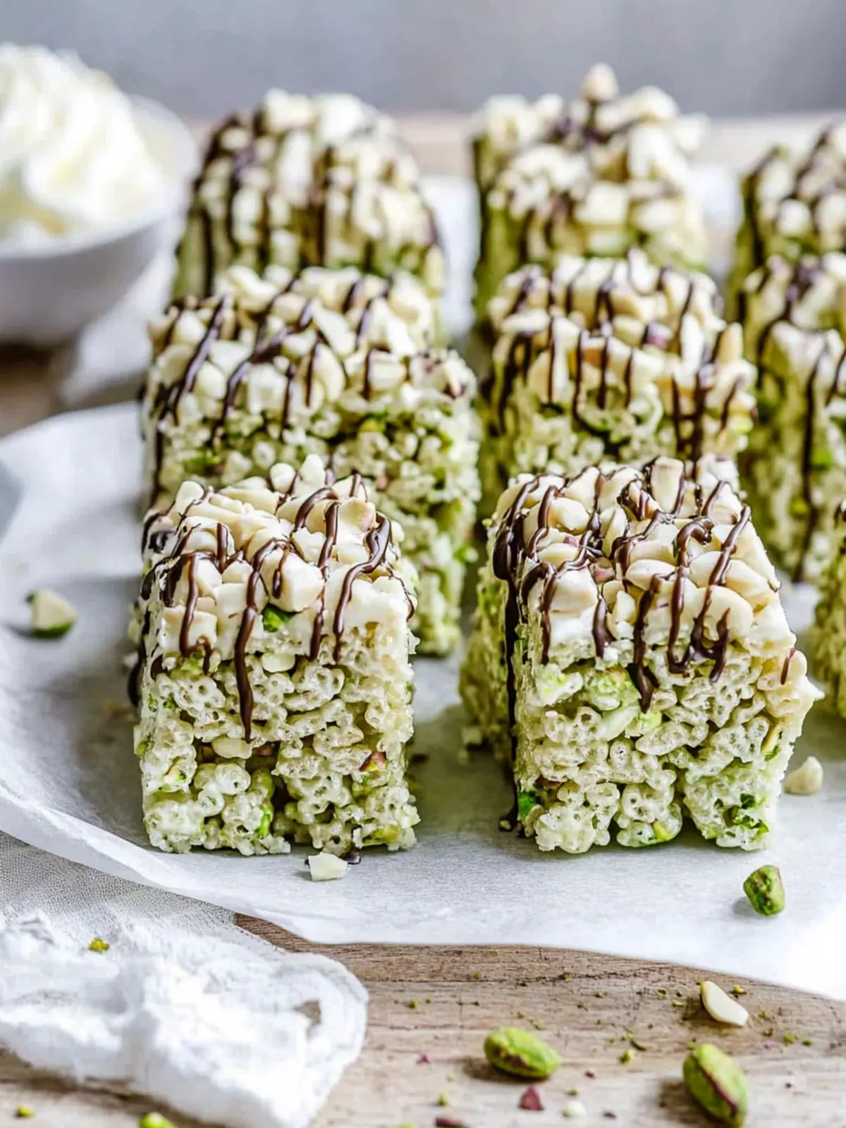 Pistachio Rice Krispie Treats with Decadent Dark Chocolate 3 Pistachio Rice Krispie Treats