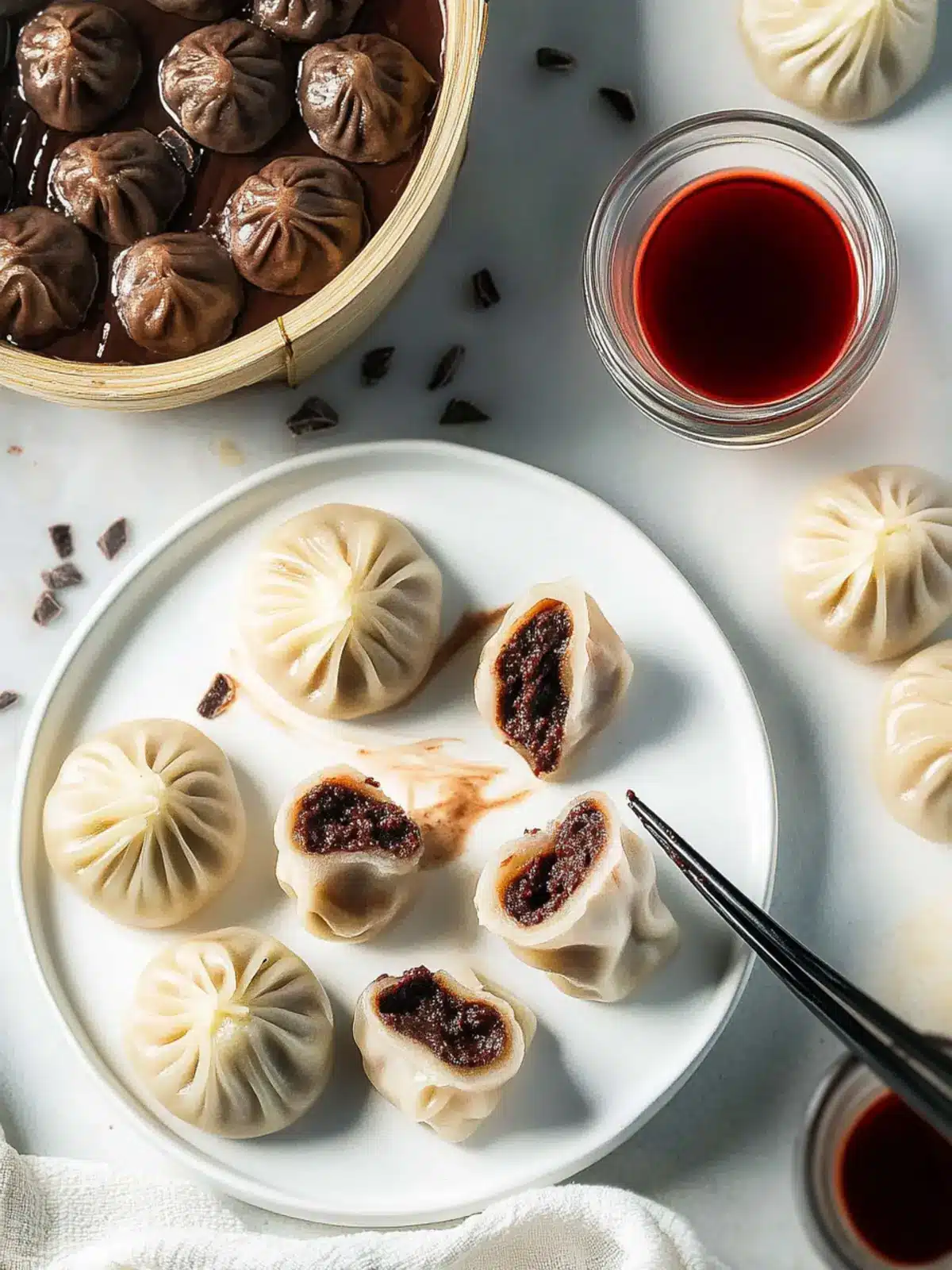 Decadent Chocolate Dumplings with Sweet Strawberry Sauce 2 Chocolate Dumplings