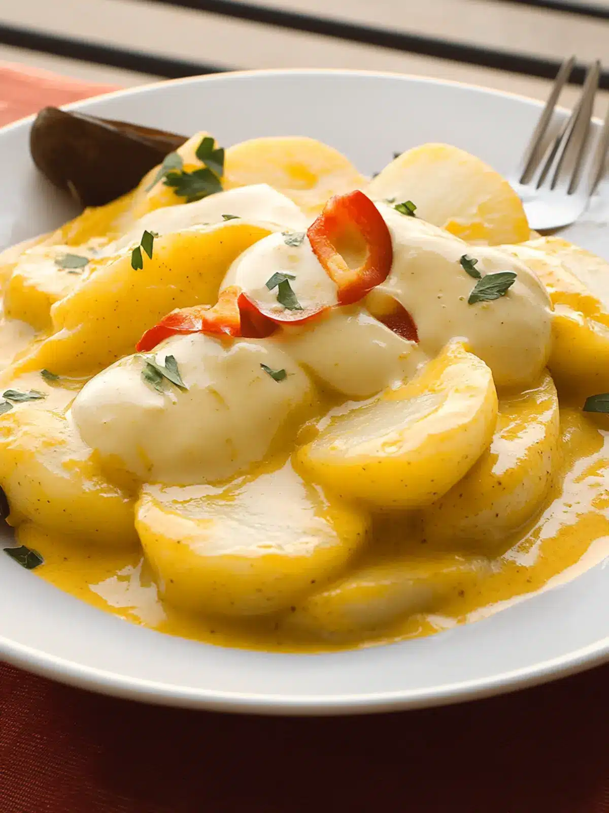 Potatoes in Spicy Cheese Sauce: A Flavorful Comfort Dish 4 Potatoes in Spicy Cheese Sauce
