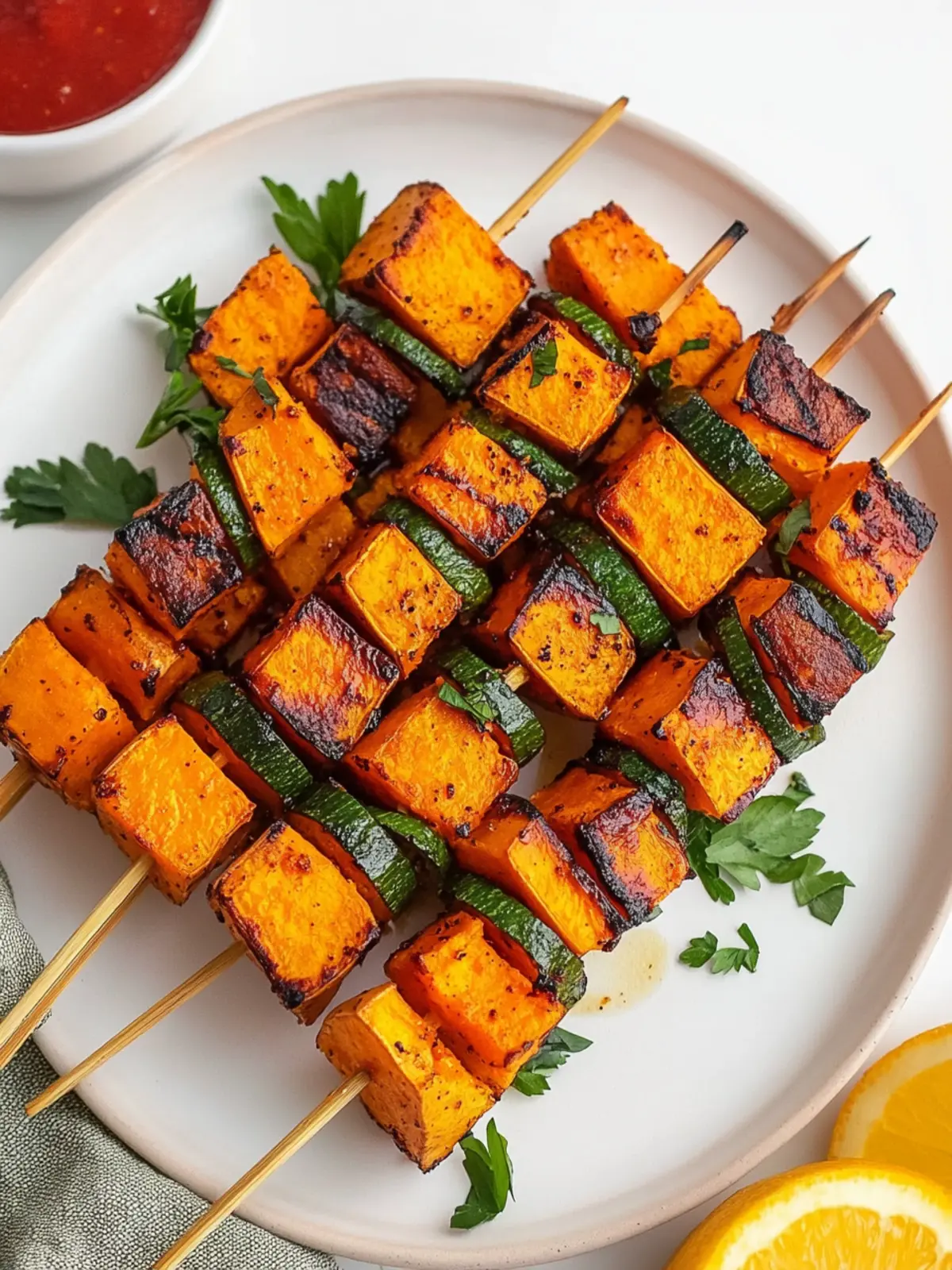 Zesty Roasted Sweet Potato Cube Skewers for Your Next Party! 3 Roasted Sweet Potato Cube Skewers