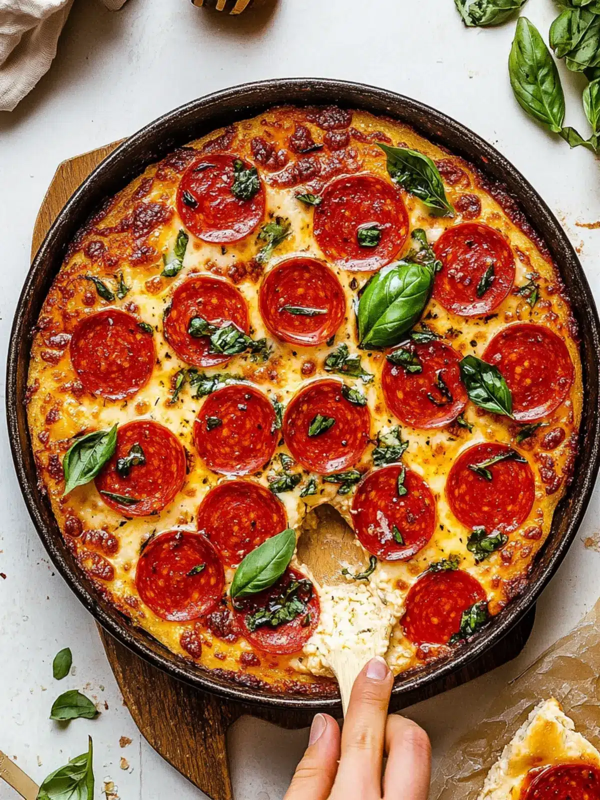 Irresistible Hot Honey & Basil Pepperoni Pizza Dip Recipe 2 Hot Honey & Basil Pepperoni Pizza Dip