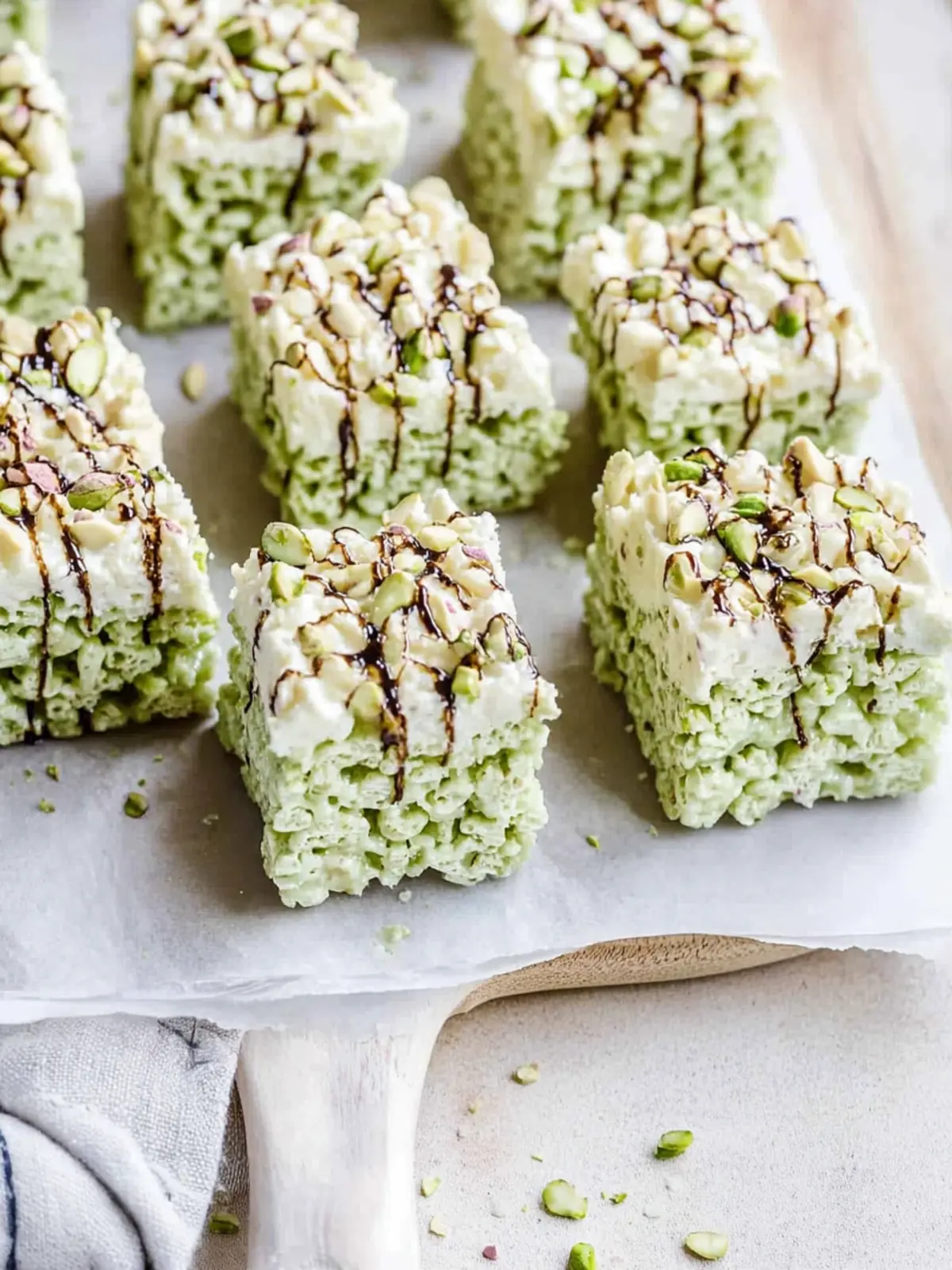 Pistachio Rice Krispie Treats with Decadent Dark Chocolate 4 Pistachio Rice Krispie Treats