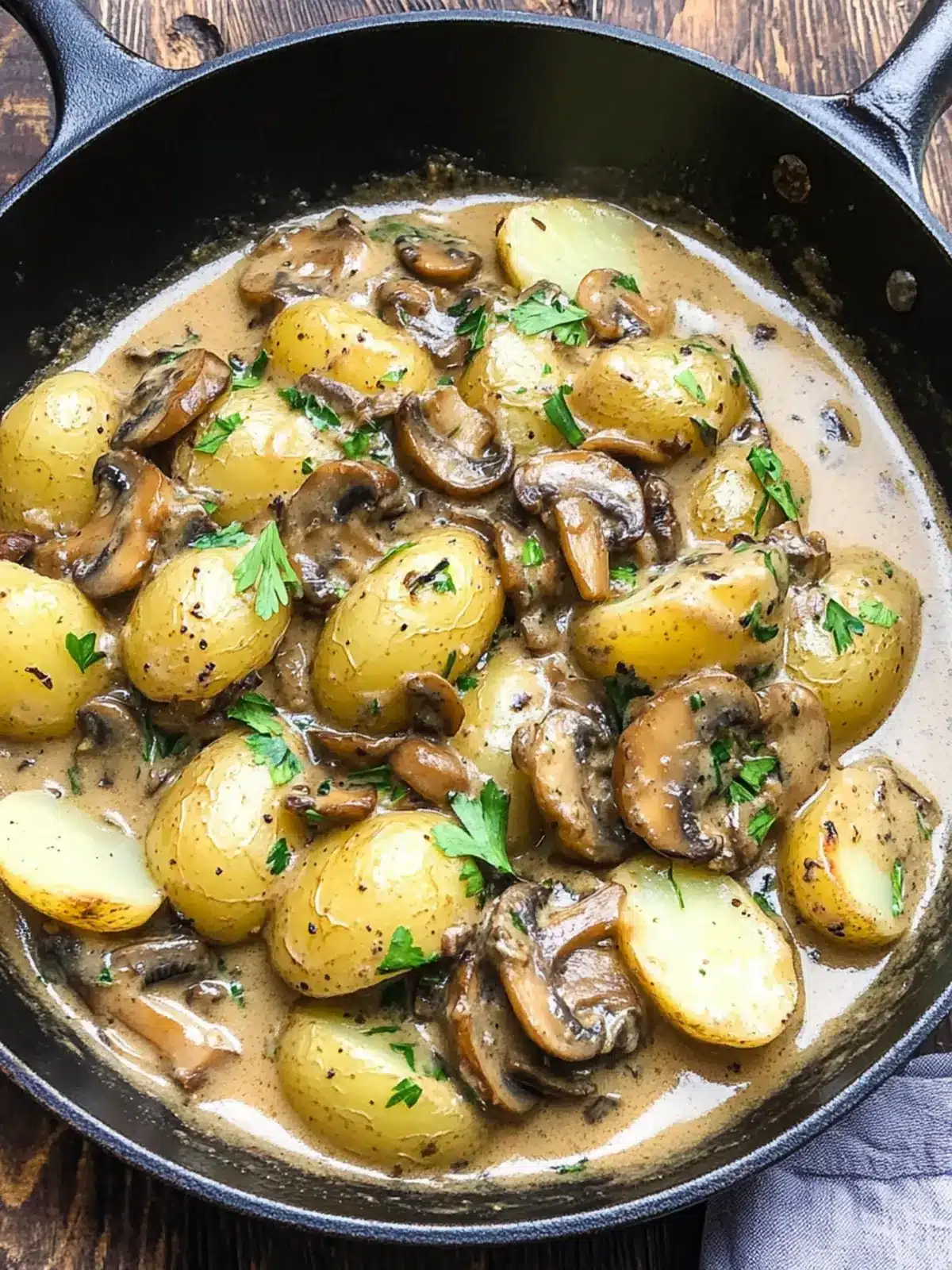 Skillet Potatoes with Creamy Pilsner Mushroom Sauce Delight 2 Skillet Potatoes with Creamy Pilsner, Mushroom Sauce