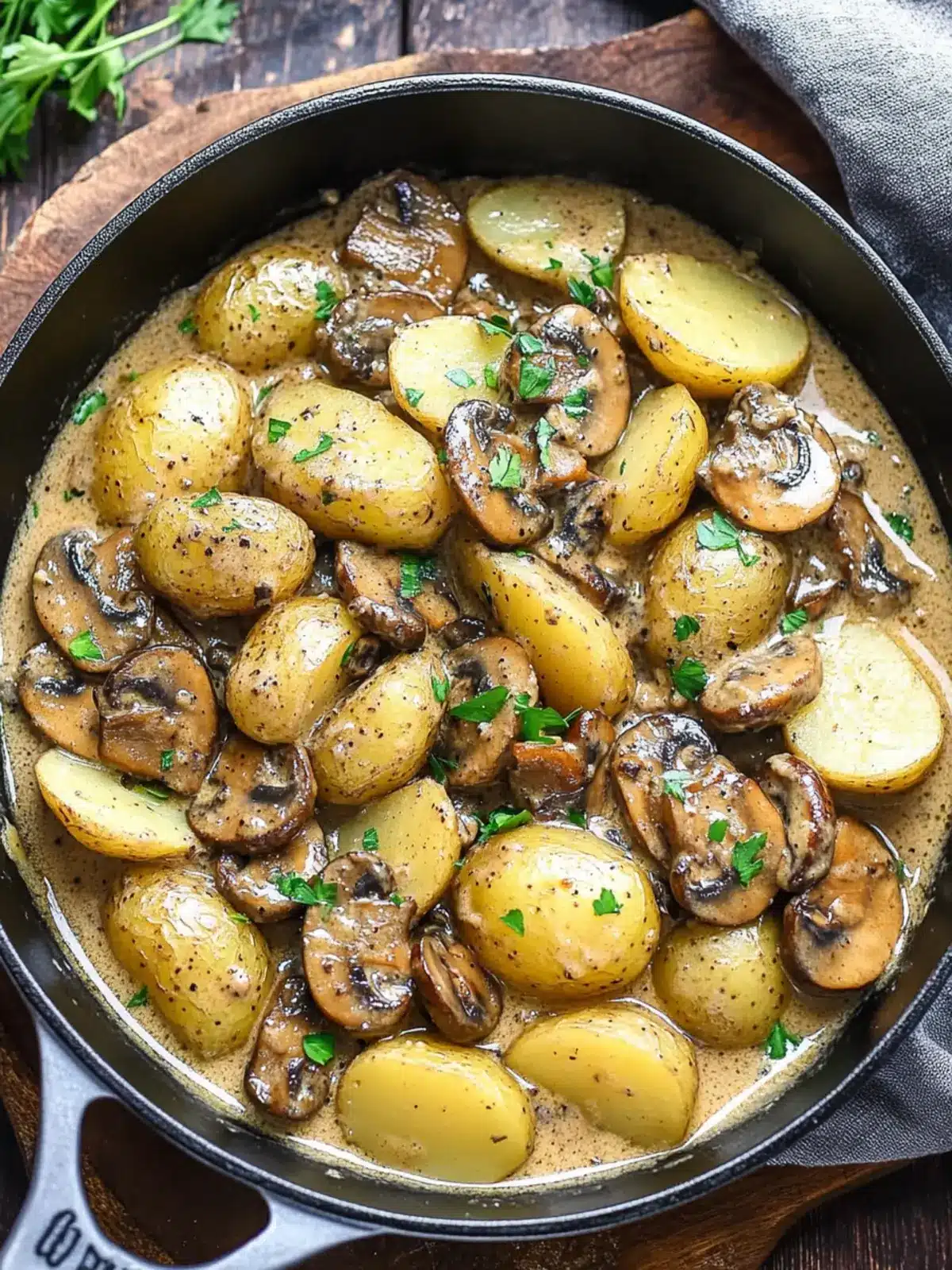 Skillet Potatoes with Creamy Pilsner Mushroom Sauce Delight 3 Skillet Potatoes with Creamy Pilsner, Mushroom Sauce